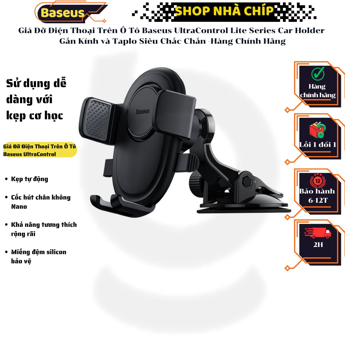 Giá Đỡ Điện Thoại Trên Ô Tô Baseus UltraControl Lite Series Car Holder Gắn Kính và Taplo Siêu Chắc Chắn -Hàng Chính Hãng