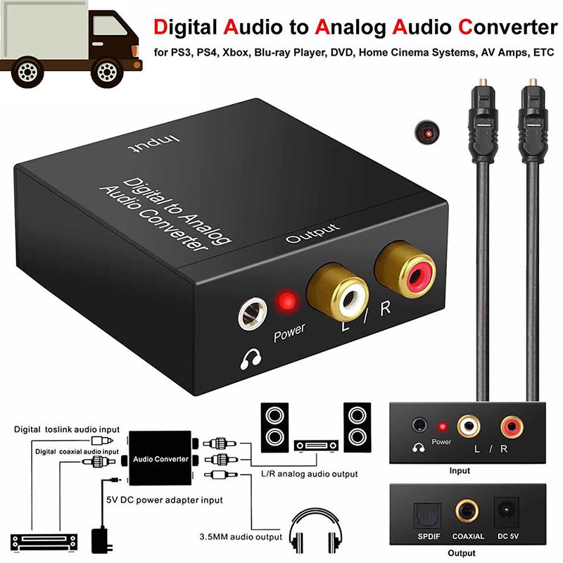 JTZTF Di Động Jack 3.5Mm Quang Học Dỗ Adapter Sợi Kỹ Thuật Số Sang Âm Thanh Analog Bộ Chuyển Đổi AUX RCA L / R Bộ Giải Mã Âm Thanh Kỹ Thuật Số SPDIF