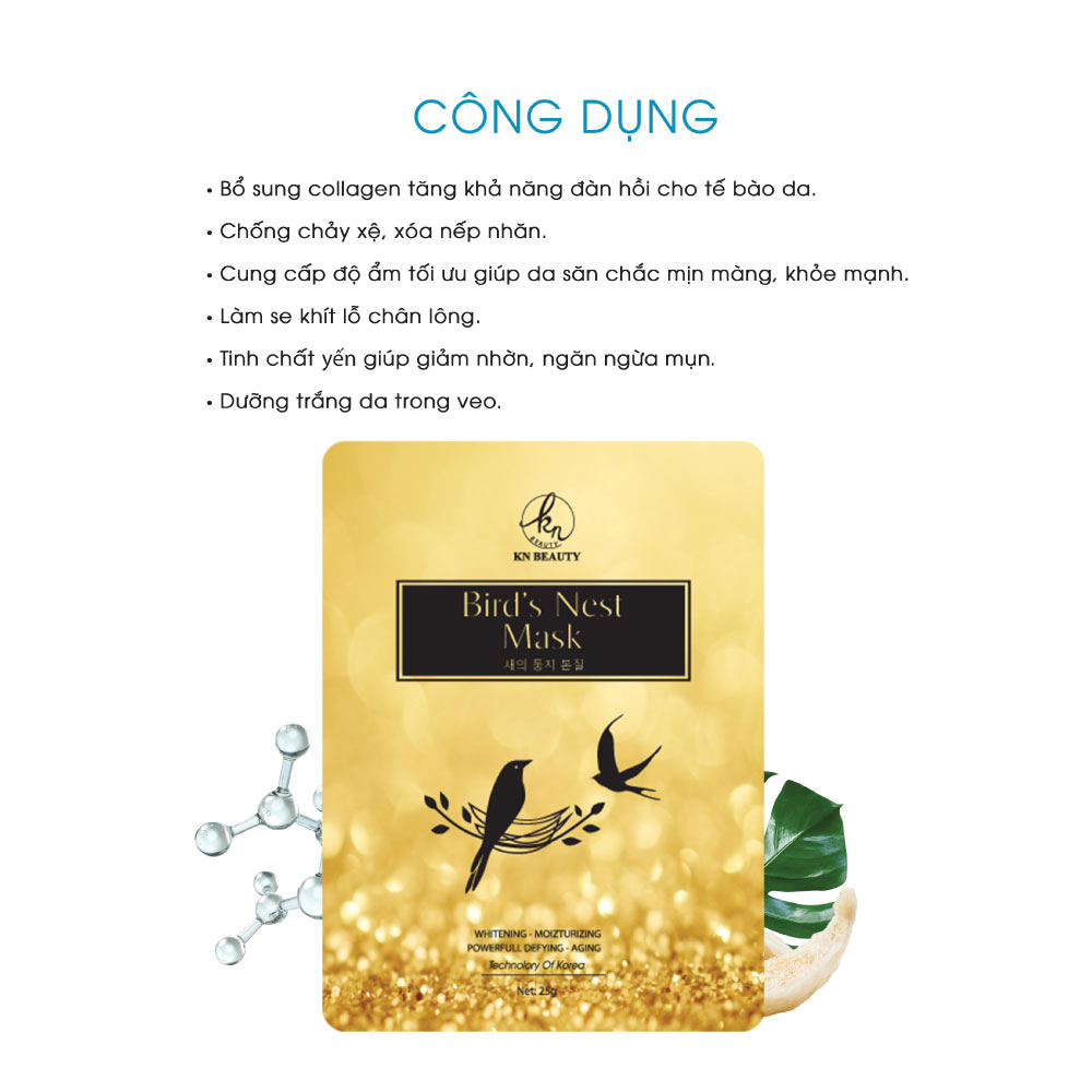 Hộp 5 Miếng Mặt Nạ Tổ Yến KN Beauty Bird's Nest Mask 25g