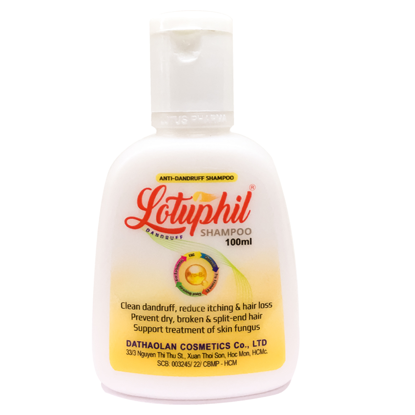 Lotuphil Shampoo 100ml, Dầu Tắm Gội 2 Trong 1, Hết Gàu, Hết Ngứa, Phục Hồi Tóc Khô, Xơ Chẻ Ngọn