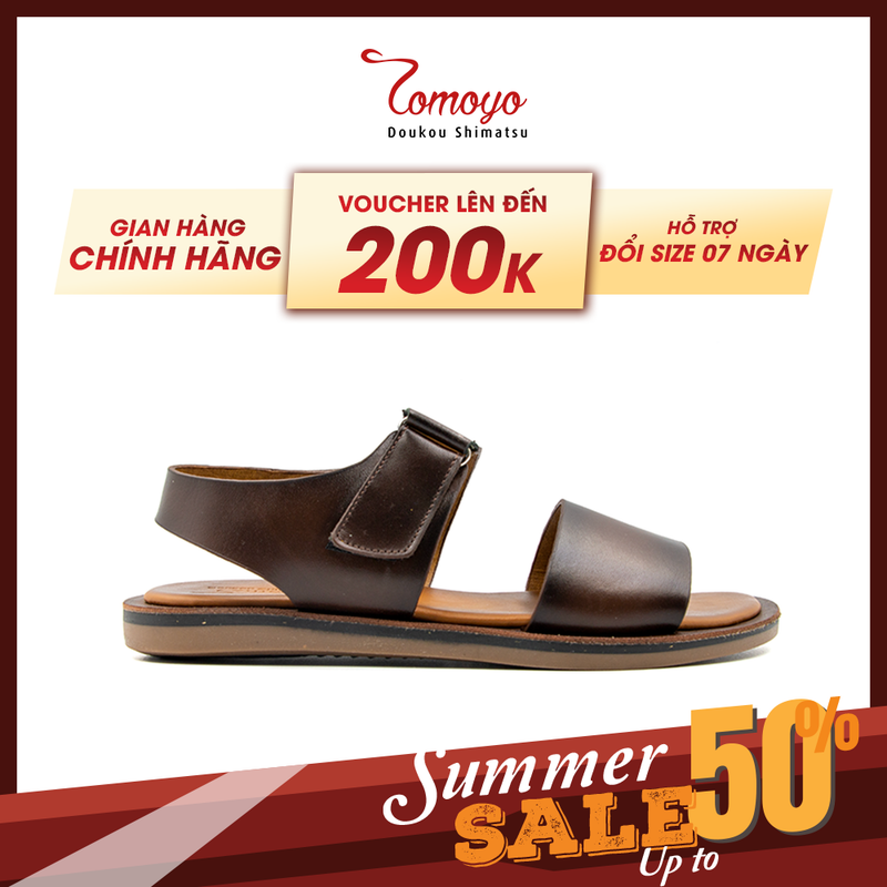 Sandal Nam Da Bò Tomoyo TMS10002 - nâu - 40