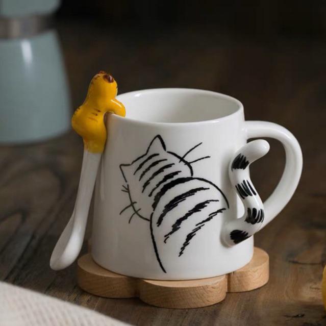 Muỗng Cà Phê Bằng Sứ Hình Mèo Hoạt Hình Dễ Thương