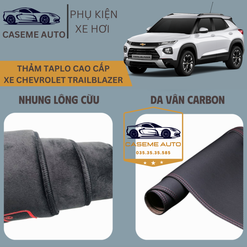 [CHEVROLET TRAILBLAZER] Thảm Taplo 3 Lớp Dành Cho Xe CHEVROLET TRAILBLAZER, Nhung Lông Cừu Và Da Vân Carbon Cao Cấp - Hàng Chính Hãng