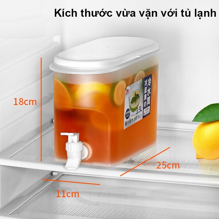 Bình Đựng Nước Tủ Lạnh 3.5 lít Nhựa PP Có Vòi ,Chịu Nhiệt, An Toàn, Tiện Lợi, Cao Cấp