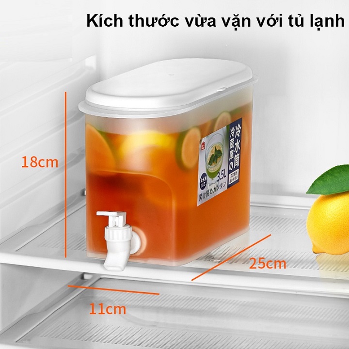 Bình Đựng Nước Tủ Lạnh 3.5 lít Nhựa PP  Có Vòi ,Chịu Nhiệt, An Toàn, Tiện Lợi, Cao Cấp