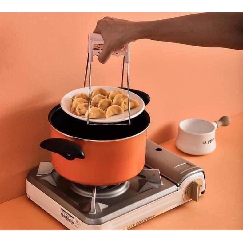 Bộ dụng cụ kẹp gắp đồ nóng thức ăn đa năng inox kèm găng tay, miếng lót nồi silicon