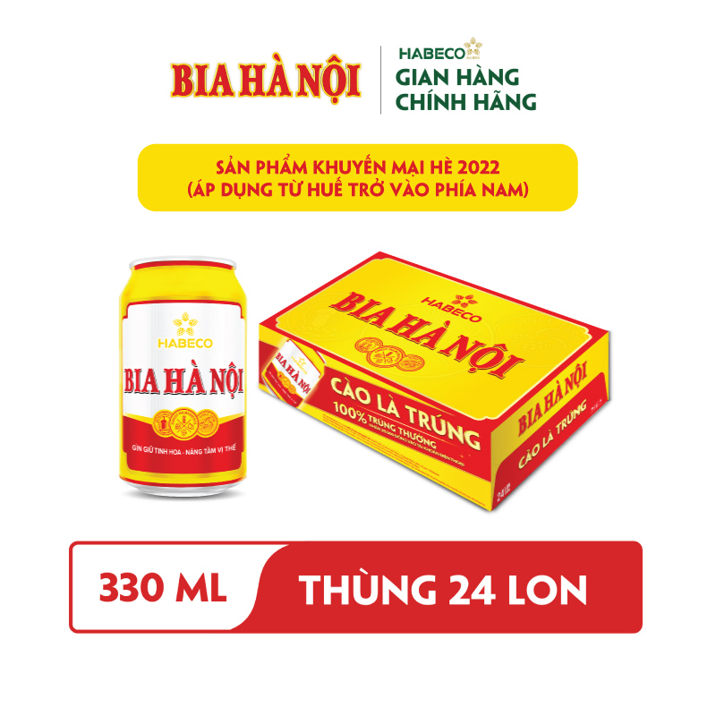 Bia Hà Nội Khuyến mại hè - Thùng 24 lon 330ml