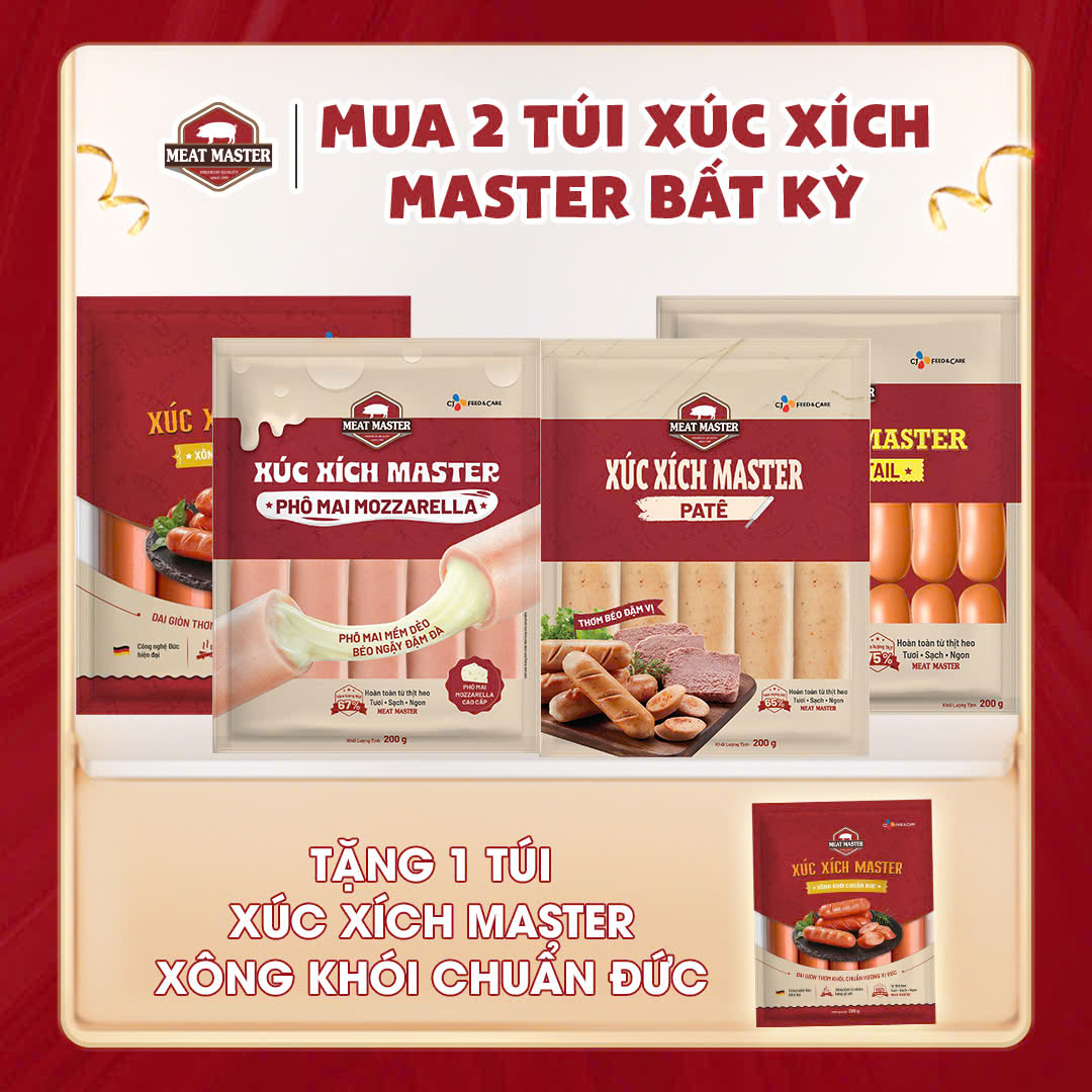 Mua 2 Túi Xúc Xích Bất Kỳ Tặng 1 Túi Xúc Xích Master Xông Khói Chuẩn Đức 250Gtúi