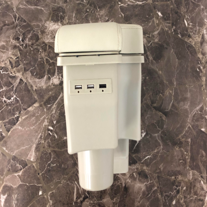 Bộ hộp tỳ tay ô tô cao cấp dành cho Mazda 2 dạng khối tích hợp 3 cổng USB MZDA - 2 màu: Đen và Be