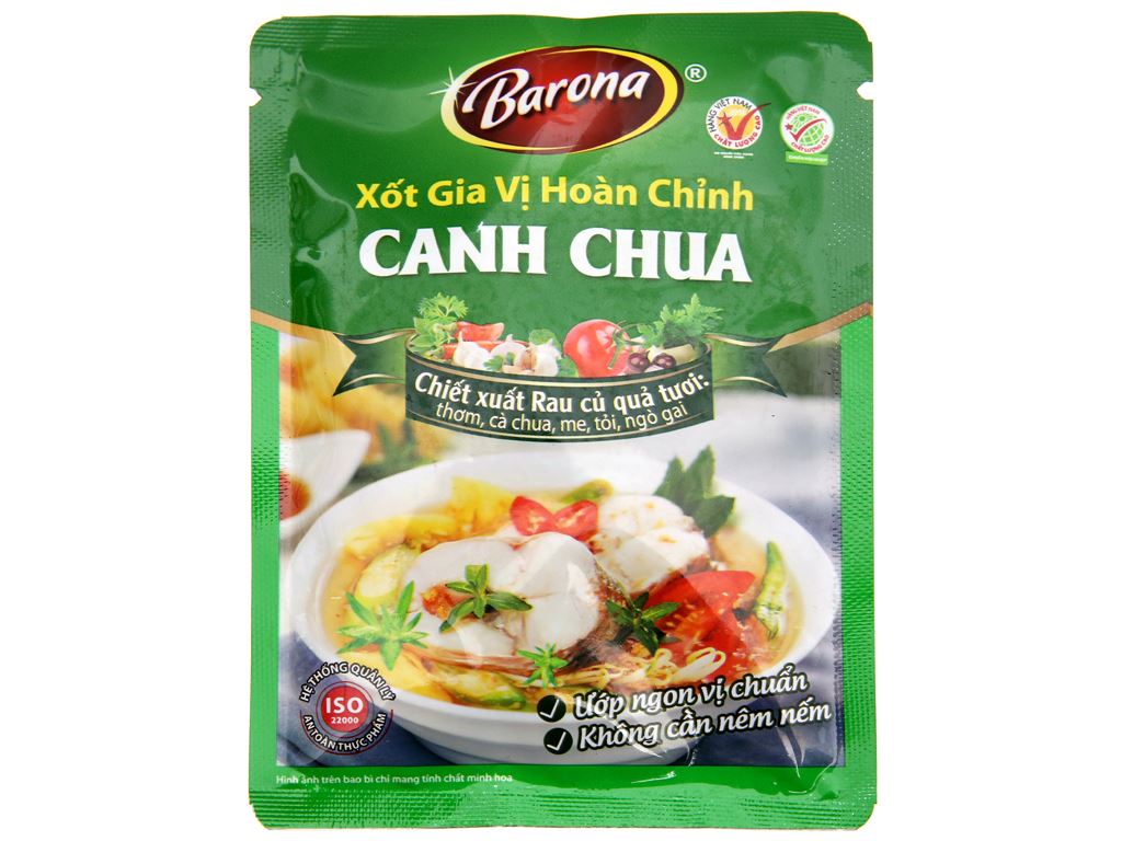 Combo 3 gói Xốt gia vị hoàn chỉnh - canh chua Barona 80g