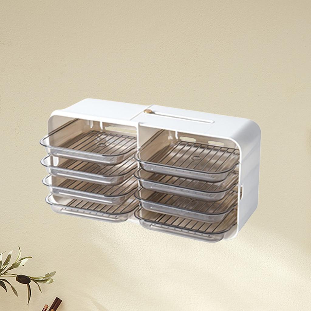 4-Tiers Side Dishes Rack Wall Mounted Storage Dish Tray Rack for Kitchen White