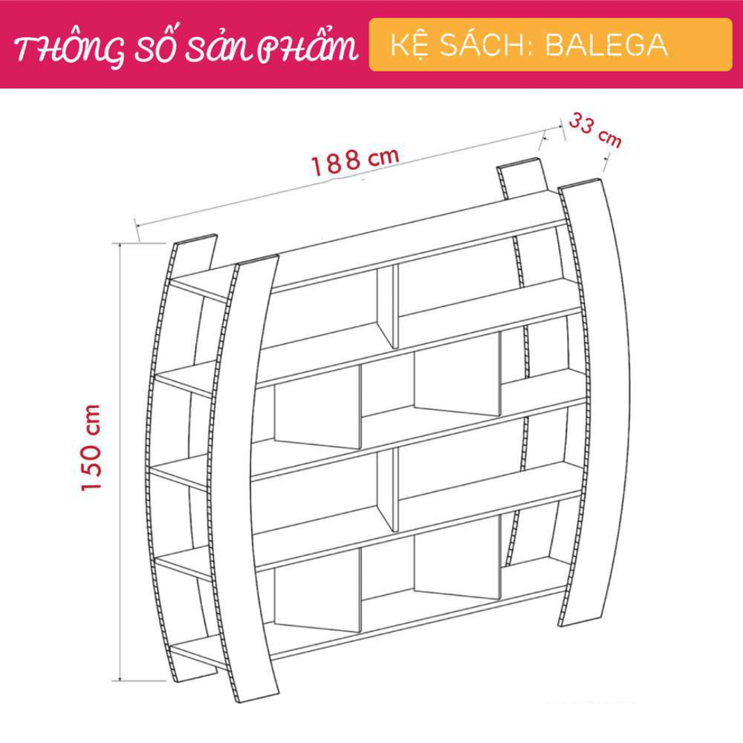 Giá sách hiện đại bằng gỗ công nghiệp MDF thiết kế đẹp SMLIFE Balega