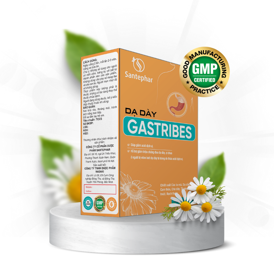 Dạ dày Gastribes - Sản phẩm hỗ trợ điều trị viêm loét dạ dày tá tràng hoàn toàn từ thiên nhiên (1 sản phẩm của Santephar) 