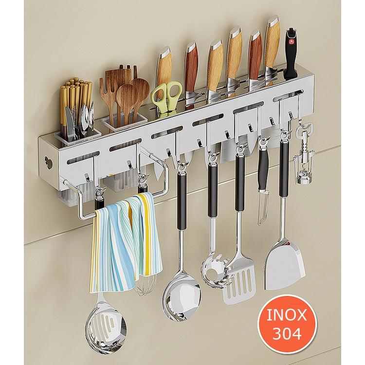 Giá Treo Đồ Nhà Bếp, Giá Cài Dao, Kéo, Đồ Dùng Nhà Bếp Đa Năng Bằng Inox Không Gỉ,Tặng keo dán cường lực