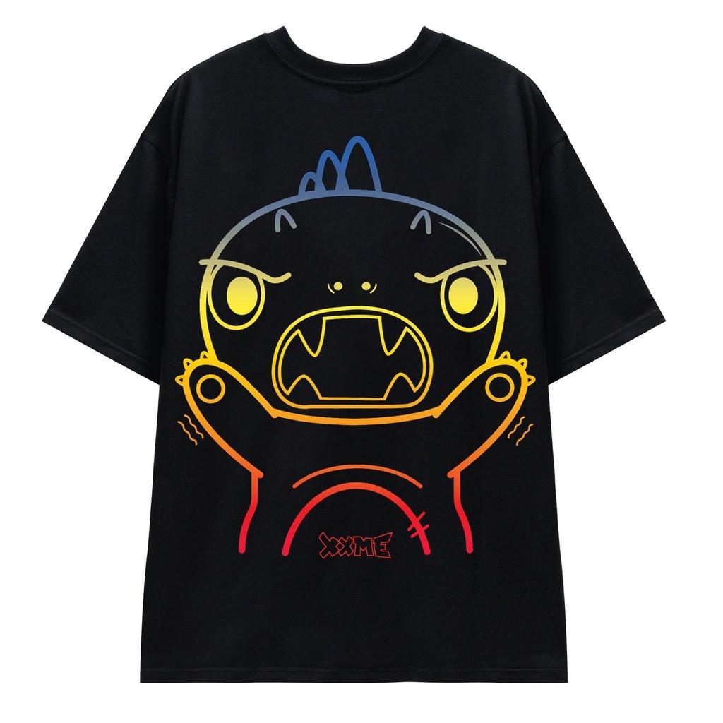 Áo thun Rainbow Angry khủng long RAWR màu đen XXME