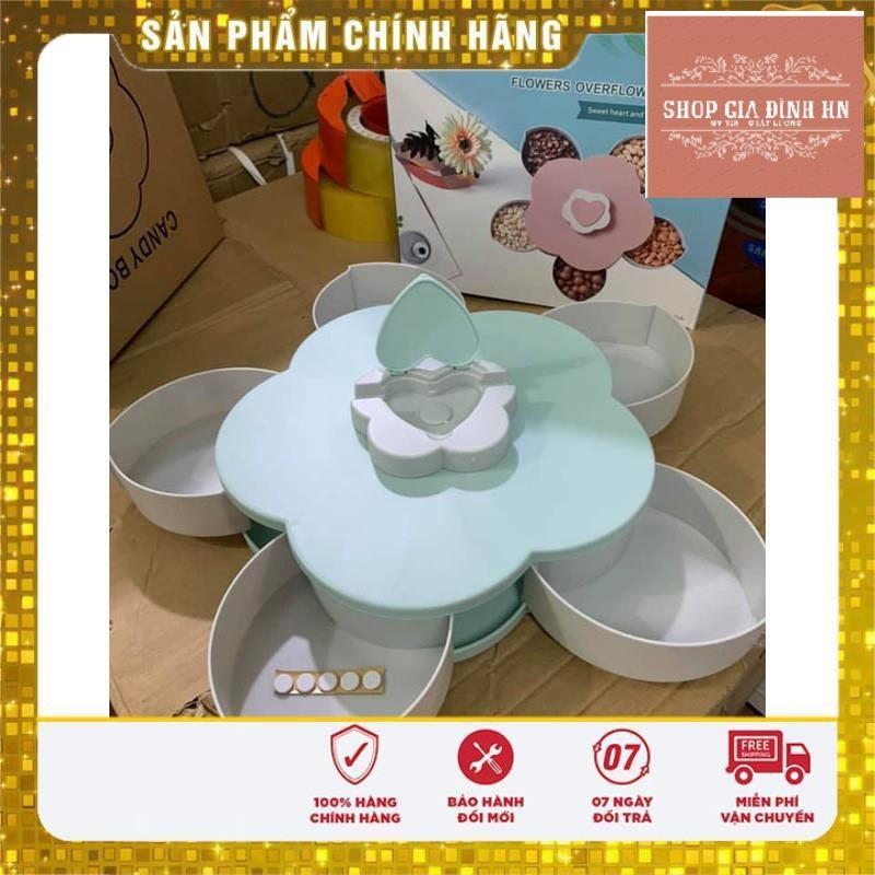 Khay đựng mứt tết, bánh kẹo hoa quả 1 tầng 5 cánh xoay 360 độ sang trọng tiện dụng