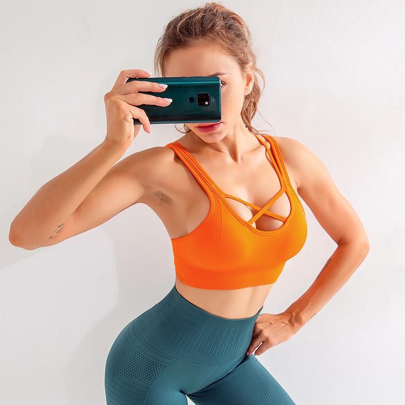 2020 mới Va Đập Cao Liền Mạch Áo Ngực Thể Thao Nữ Áo Bra Yoga Crop Tops Tập Luyện Thể Dục Quần Thể Thao Nữ-Activewear Racerback Đệm Áo Sơ Mi