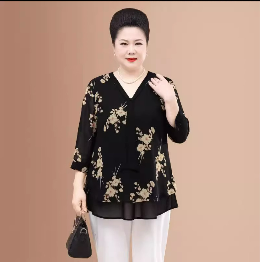 Áo Sơ Mi Hoa Cho Mẹ Béo SM82 - Hàng Quảng Châu Cao Cấp