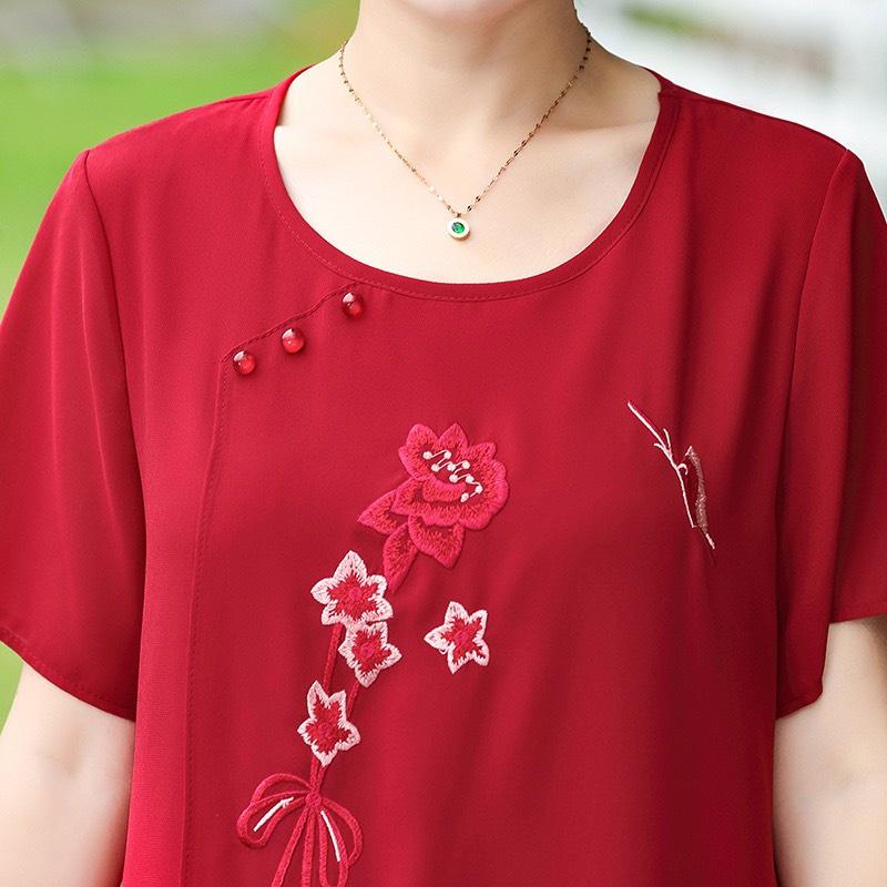 Đầm Trung Niên Đi Tiệc Cho Mẹ, Mẫu Đầm Trung Niên Nữ Sang Trọng Lịch Sự Dáng Suông Thêu Hoa
