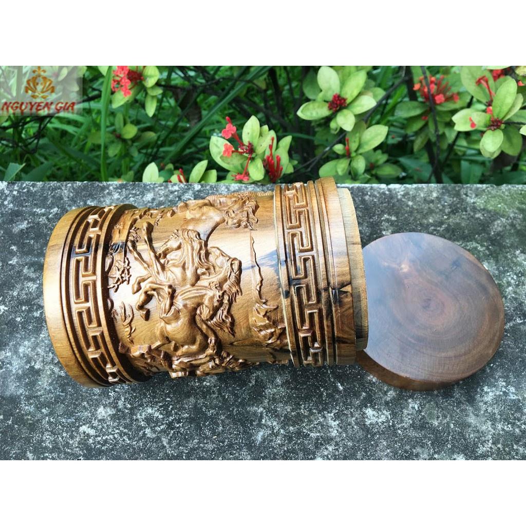 Hộp chè nguyên khối gỗ bách xanh