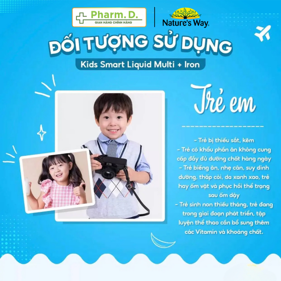 Siro Dinh Dưỡng NATURE'S WAY Kids Smart Liquid Bổ Sung Sắt Và Dưỡng Chất Cho Trẻ Em (200ml)