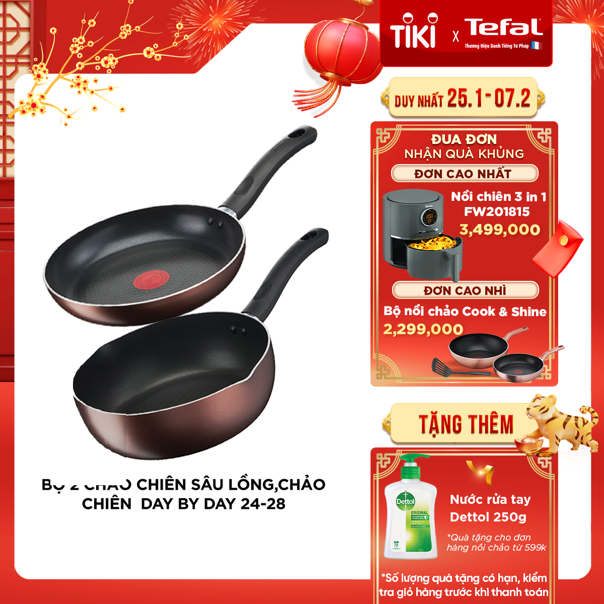 Bộ 2 chảo chống dính đáy từ Tefal Day by Day dùng cho mọi loại bếp (28cm, 24cm) - Hàng chính hãng