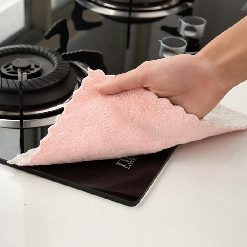 10 Khăn Lau Đa Năng ̂́ Khăn Lau Bát Đĩa, Phòng Bếp, Chén Bát, 2 Lớp