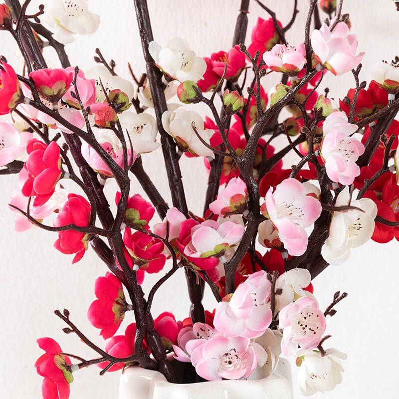 Hoa Giả, Cành Hoa Đào Tết Tuyệt Đẹp Dài 94cm Trang Trí Nhà Cửa, Decor Nội Thất HD-003