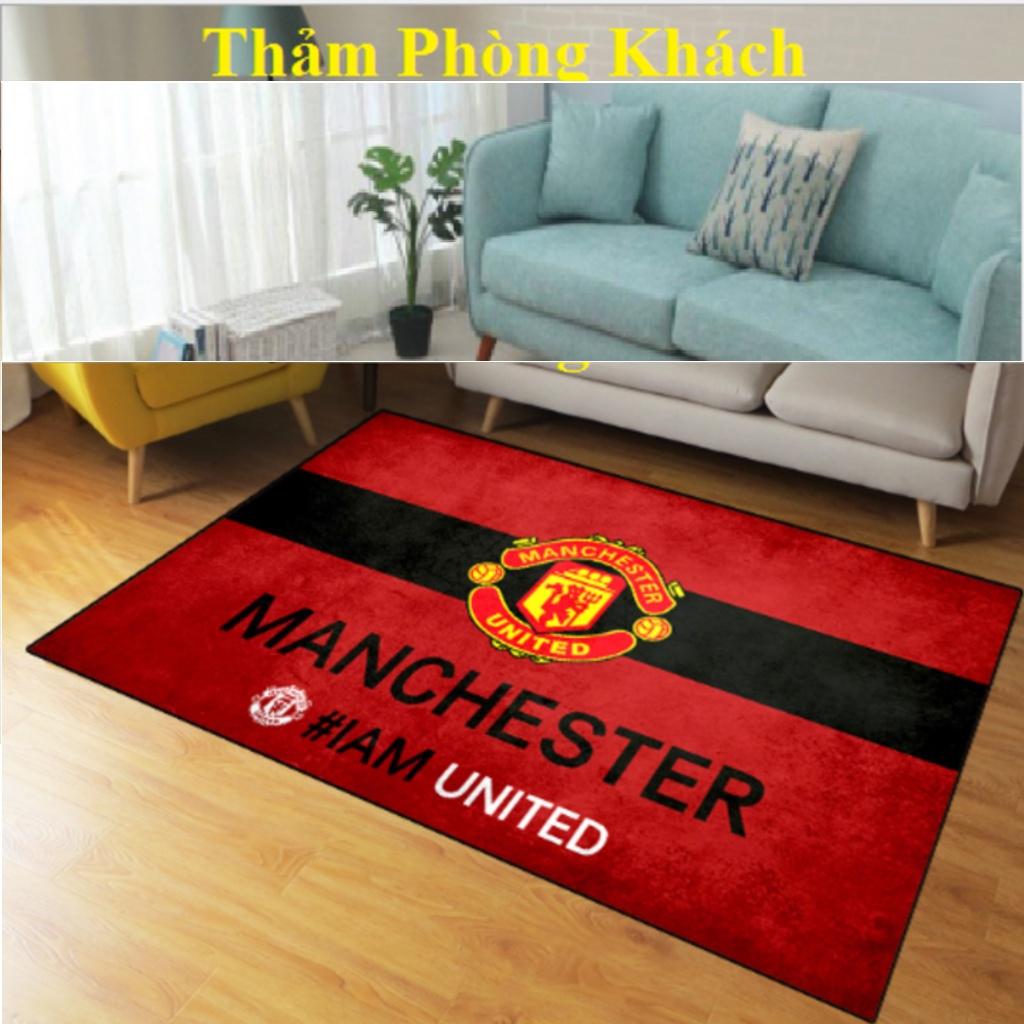Thảm phòng khách cao cấp CLB bóng đá MU Man United thảm Manchester United 1m6 x 2m đẹp chống trơn trải sàn mùa hè