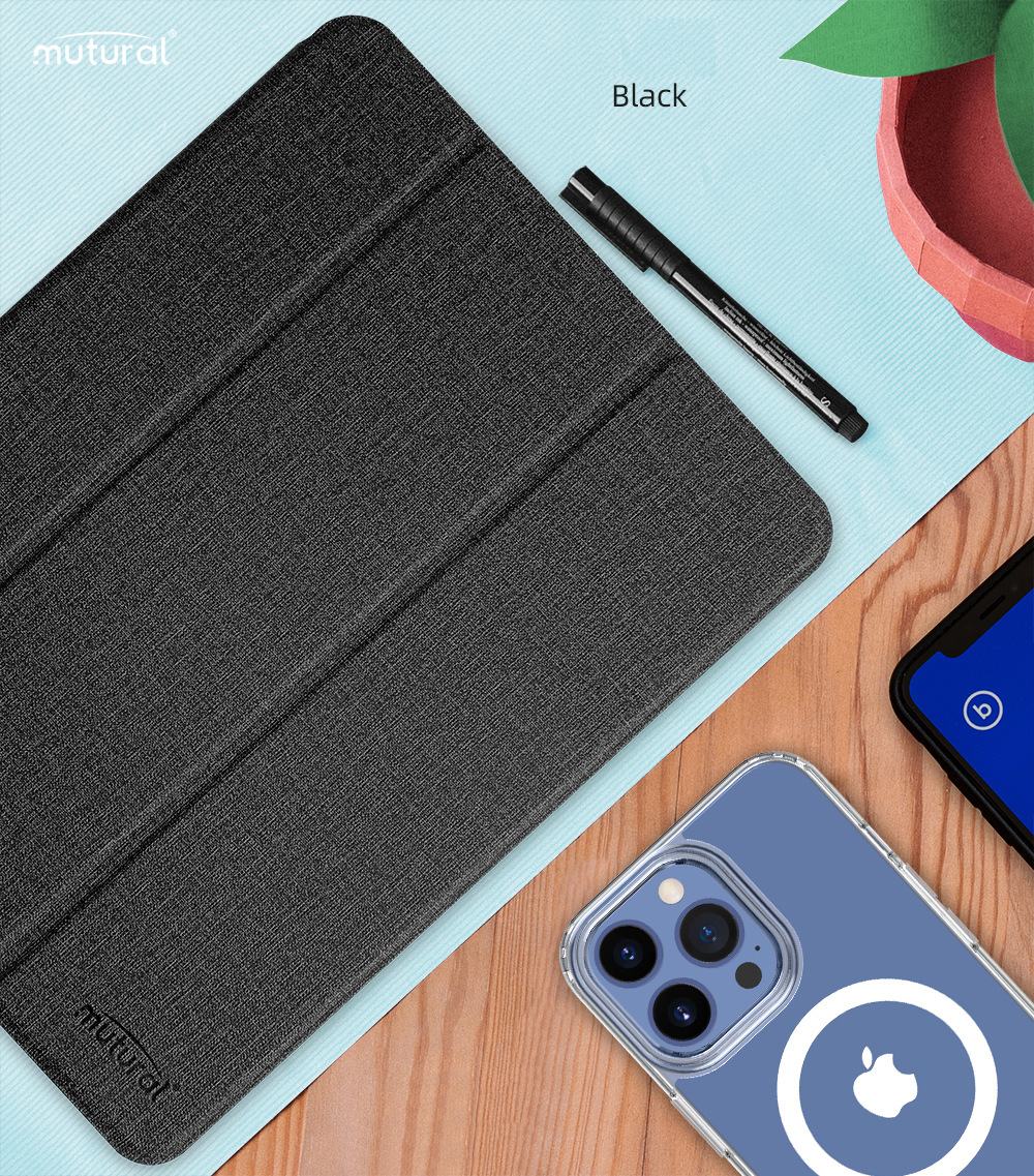 Bao Da Ipad Mini 6 Chính Hãng Mutural Kèm Khay Đựng Bút - Hàng Nhập Khẩu - Màu Đen