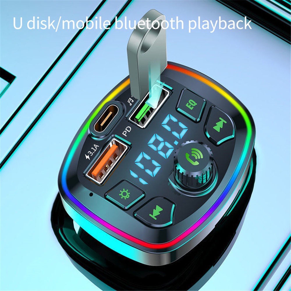 Tẩu Sạc Q7 5.0 Kiêm Máy Nghe Nhạc Mp3 Hai Cổng USB 3.1A Tích Hợp Đèn LED Cho Xe Hơi - hàng nhập khẩu