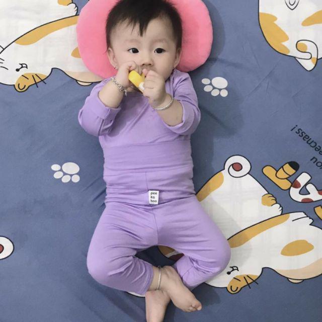 Bộ thun lạnh cạp cao peekaboo cho bé