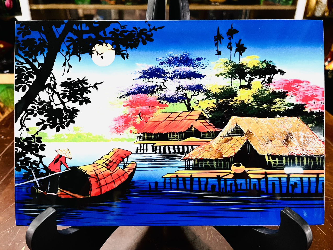 Tranh sơn mài - ĐỒNG QUÊ VIỆT NAM - Hàng xuất khẩu size 20x30 cm