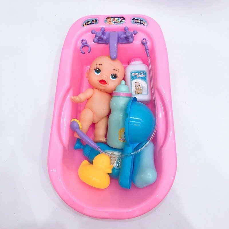 Túi Đồ Chơi Bồn Tắm Búp Bê, Đồ Chơi Thau Tắm Búp Bê Loại Vừa, Loại Lớn Giúp Bé Học Cách Chăm Sóc Bản Thân