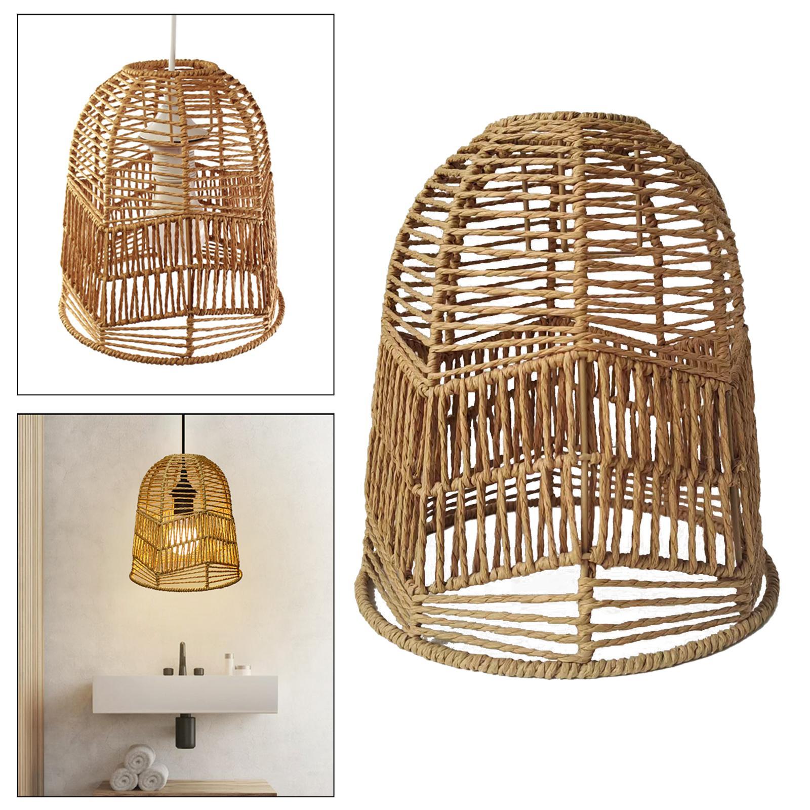 Woven Pendant Lamp Shade Rustic Ceiling Pendant Light Shade Chandelier Cover