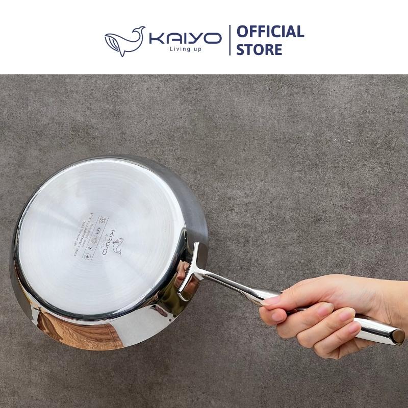 Chảo inox chống dính hoa văn nổi thân đáy liền 3 lớp tri-ply Kaiyo, size 24cm