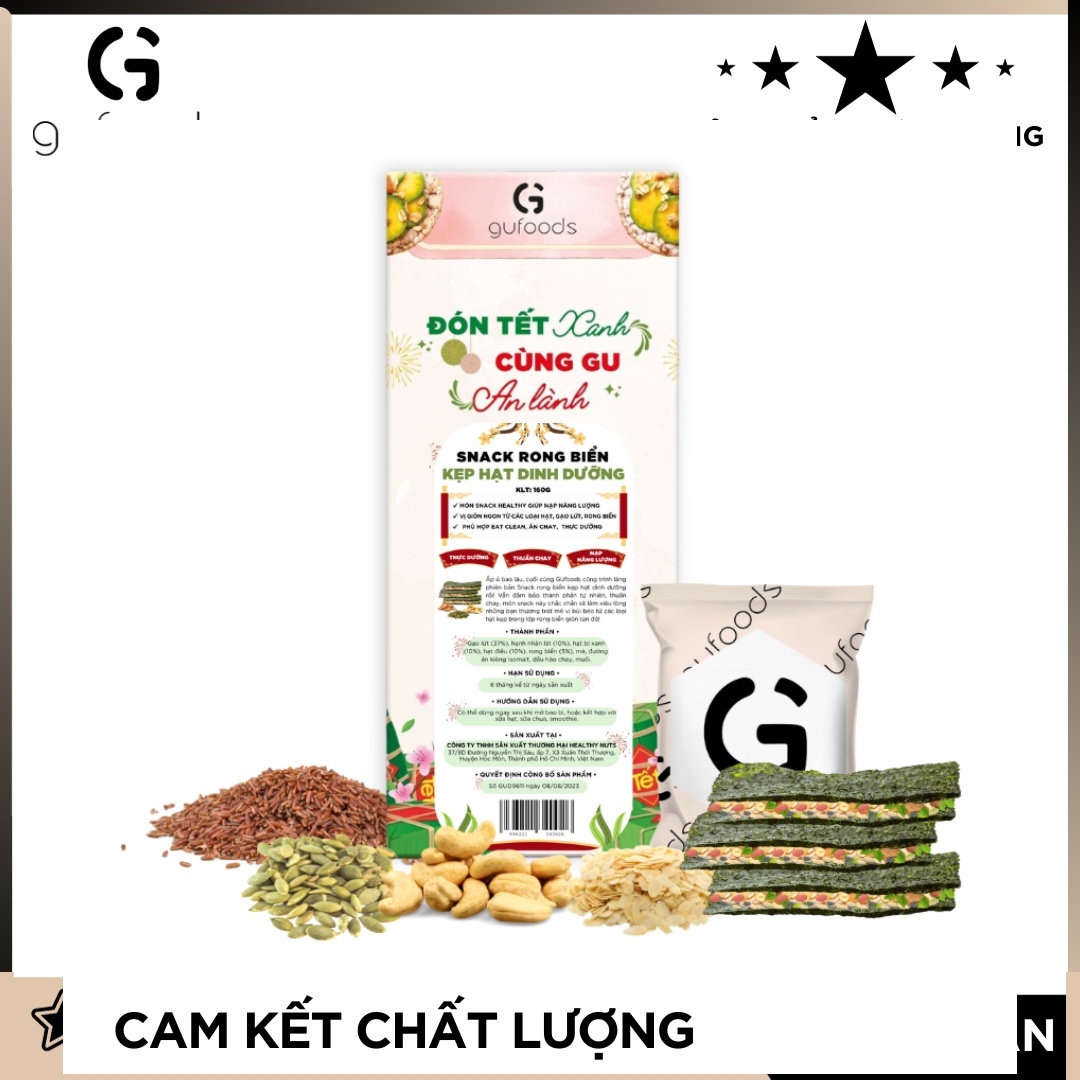 Snack rong biển kẹp hạt dinh dưỡng GUfoods - Nạp nhanh năng lượng, Hương vị độc đáo, Ăn vặt healthy, Eat clean, Thực dưỡng, Thuần chay