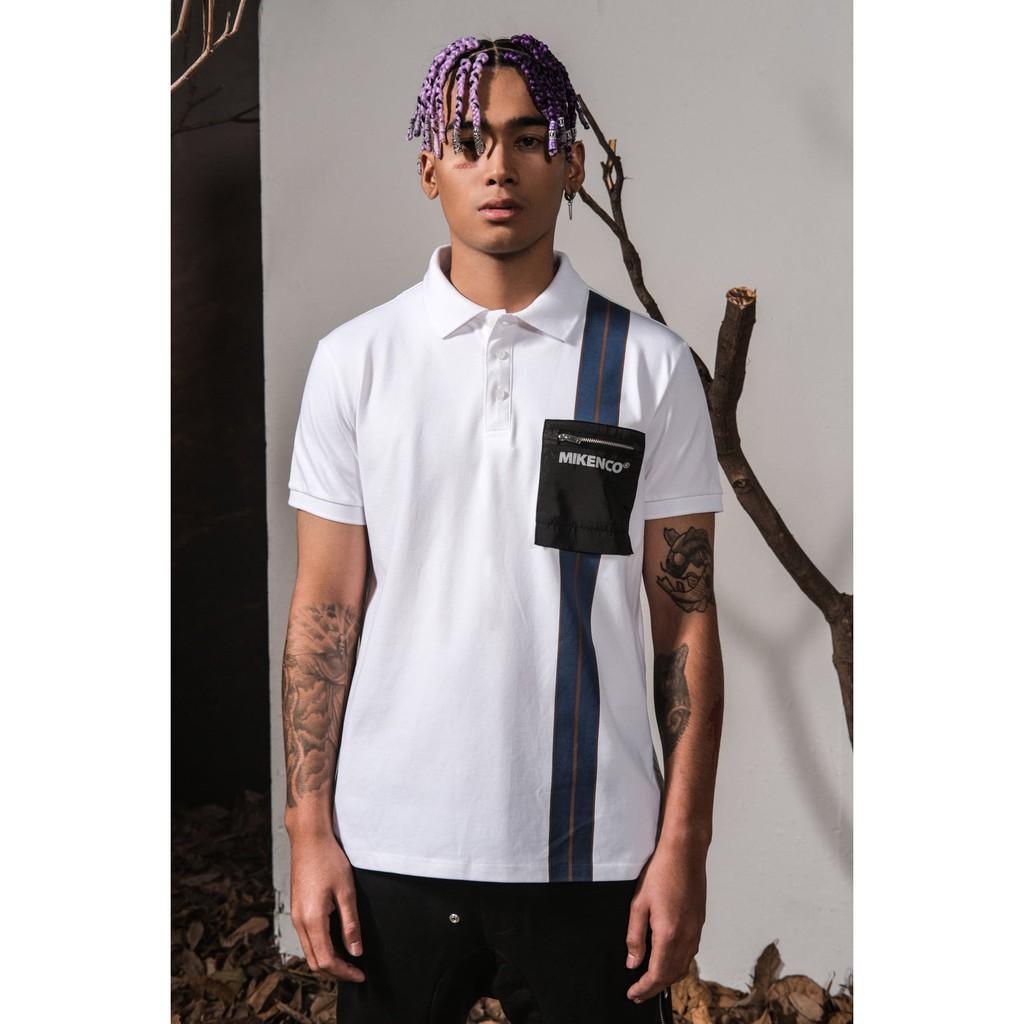 Áo thun có cổ unisex Stripe Polo Trắng