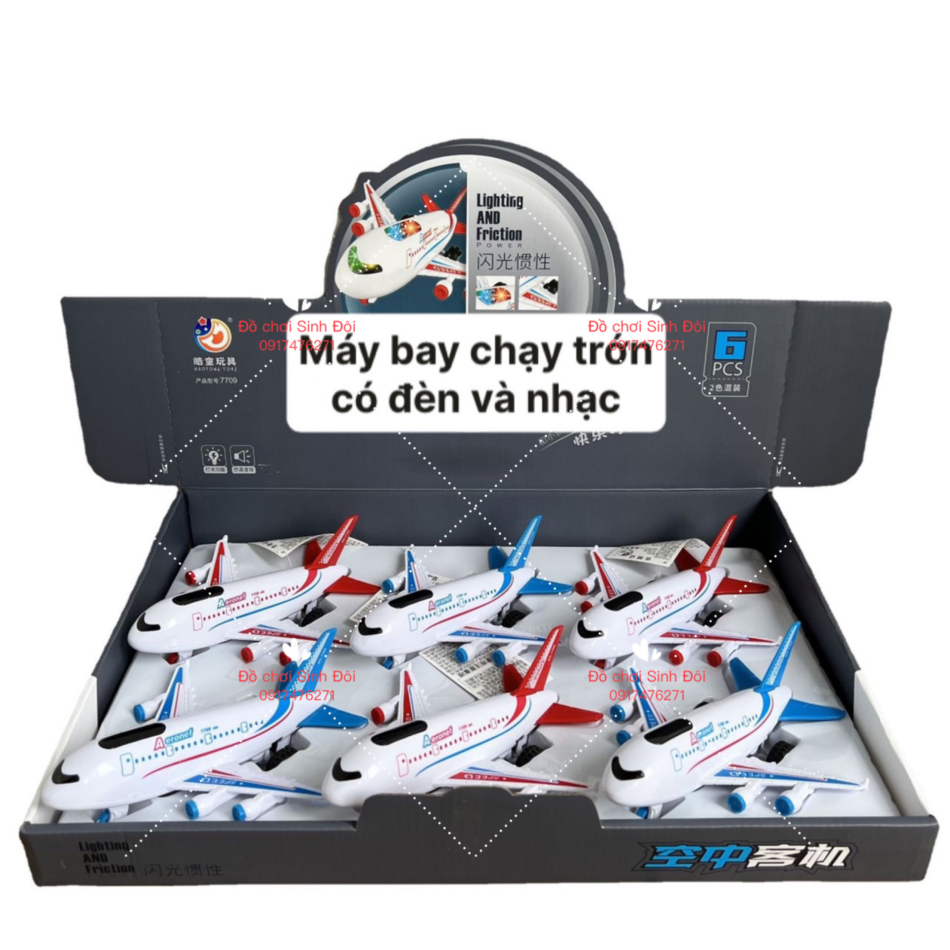Mô hình máy bay trớn có đèn và tiếng - màu ngẫu nhiên