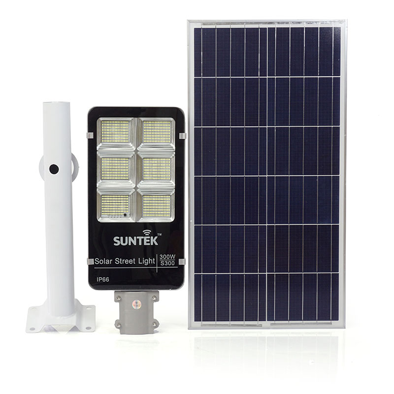 Đèn Đường Năng Lượng Mặt Trời SUNTEK LED Solar Street Light S300 300W - Chiếu sáng liên tục 16 giờ | Tuổi thọ 6-7 năm | Chống Nước/Bụi/Sét | Tự động Bật/Tắt | Điều khiển Từ xa - Hàng Chính Hãng - Bảo hành 2 năm 1 đổi 1