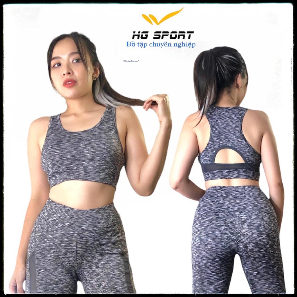 Bộ Tập Gym nữ, Quần áo Tập Yoga, Thể thao Quần Dài Áo Bra phối lưới kèm mút Hg Sport SD009