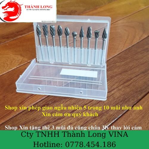 Mũi mài khắc phay gỗ nhựa mài kim loại mũi hợp kim vonfram chân 3ly đầu 6mm tặng 3 mũi đá chân 3ly