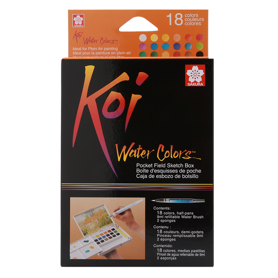 Màu Nước Nén Koi Water Colors Sakura 18 Màu - Tặng Kèm Sổ Vẽ A6