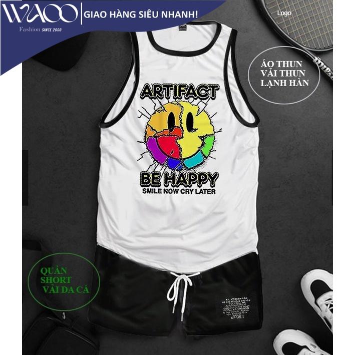 Bộ Áo Tank Top và Quần Short thể thao STT60tập Gym, thể thao, Áo Ba Lỗ thun lạnh, quần đùi thun- Thời Trang Waoo