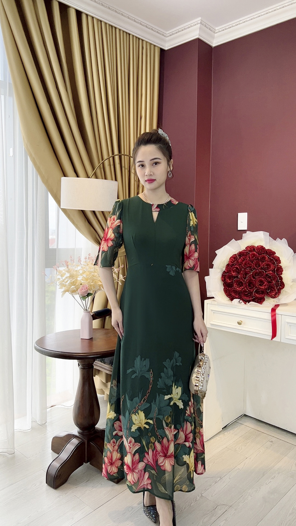 Đầm Trung Niên [ Linh Trà ] (TM 881) Trẻ Trung Thiết Kế Trang Nhã Thanh Lịch Bigsize Đi Làm Đi Tiệc Cho Bà Cho Mẹ U50