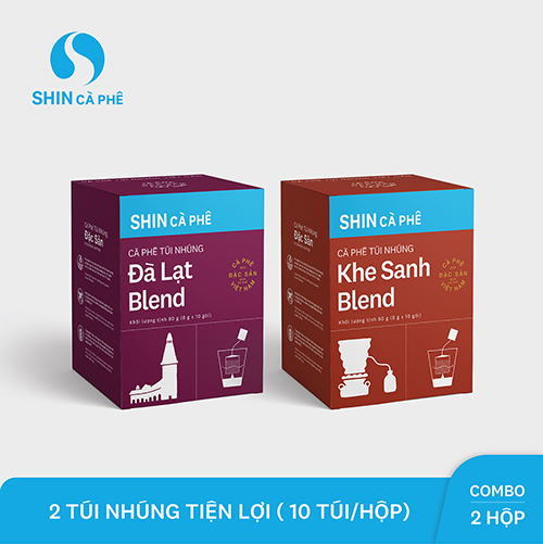 SHIN Cà Phê - Combo Cà phê Túi nhúng Đà Lạt và Khe Sanh hộp 10 gói