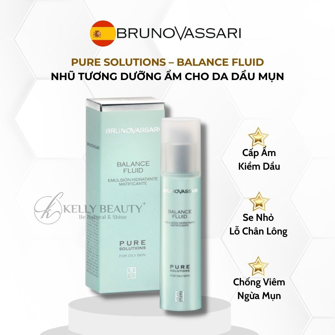 Nhũ Tương Dưỡng Ẩm Cho Da Dầu Mụn Pure Solutions Balance Fluid - Bruno Vassari | Kelly Beauty