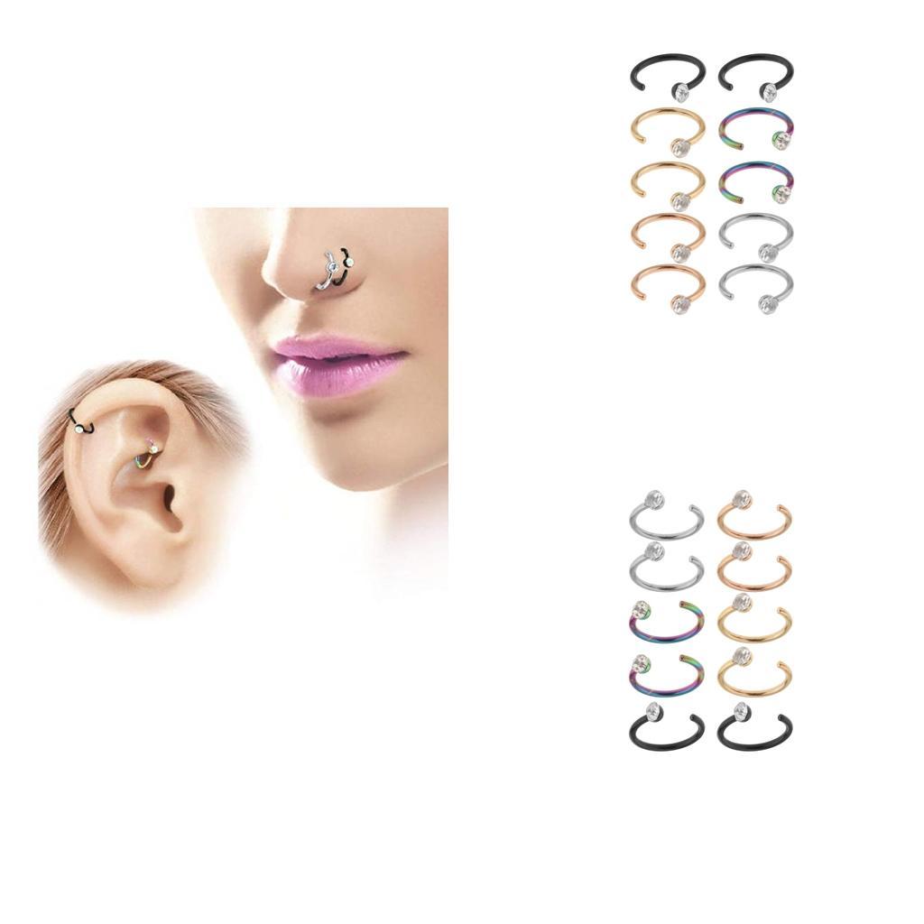 2-7pack 10Pcs Colors Stainless Steel Body Jewelry Ball Nose Ear Piercing Bar