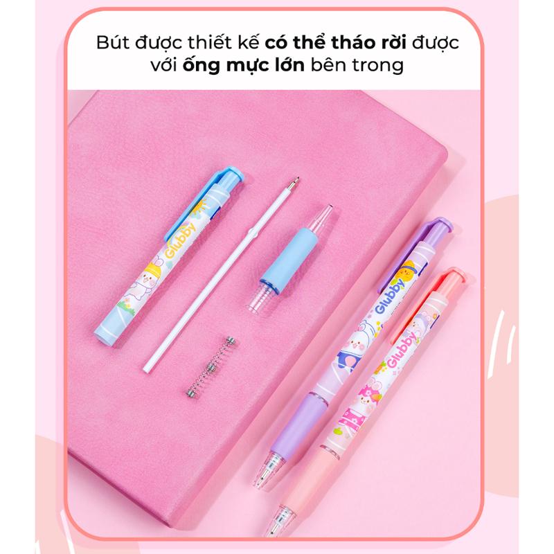 Bút Gel Glubby Butter 0.5 mm - Thiên Long GELB-046 - Mực Xanh - Thân Hồng