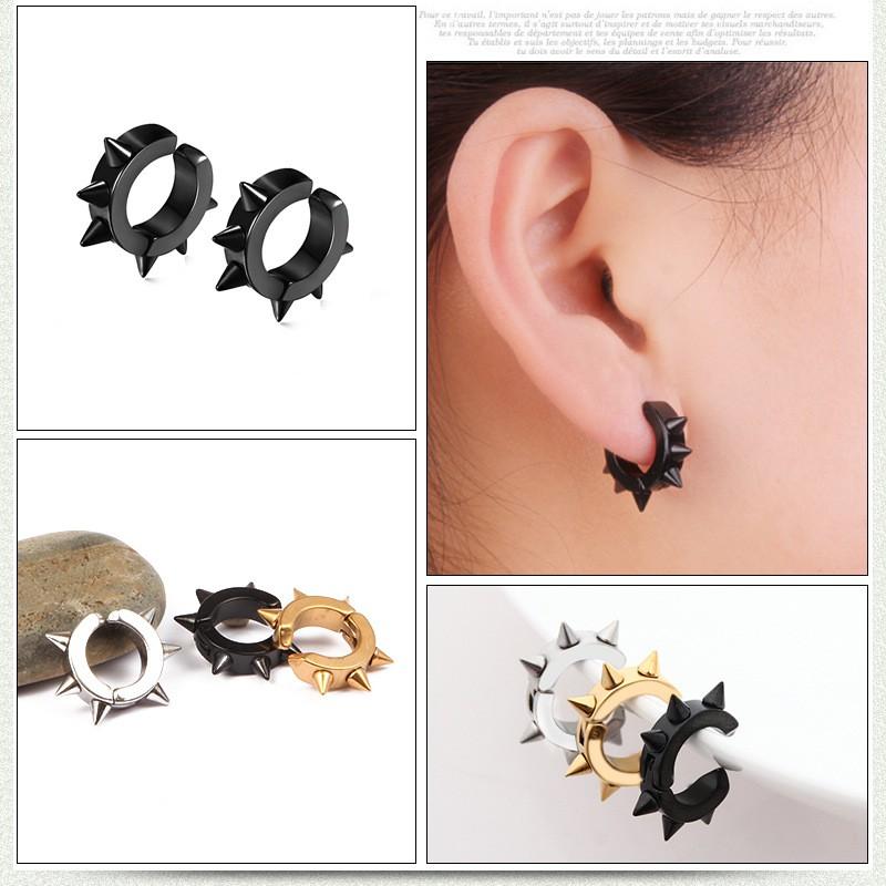 Khuyên Tai Bấm Unisex Gai Nhọn Cực Chất Kẹp, Sỏ Lỗ